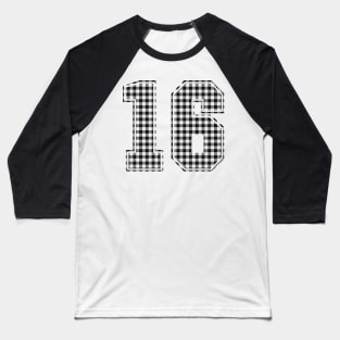 Plaid Number - 16 - Dark Baseball T-Shirt